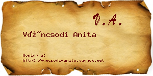 Váncsodi Anita névjegykártya