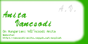 anita vancsodi business card